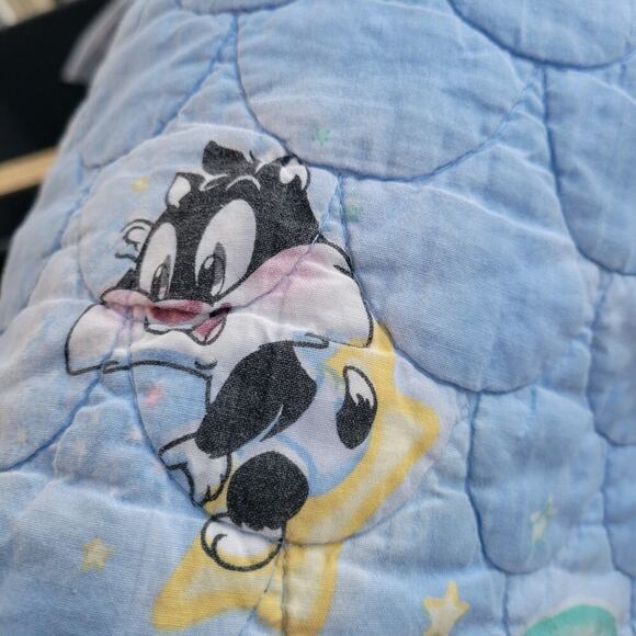 Looney Tunes Space Neighbors Blue Baby Blanket Quilt Bugs Tweety Sylvester - Picture 7 of 9